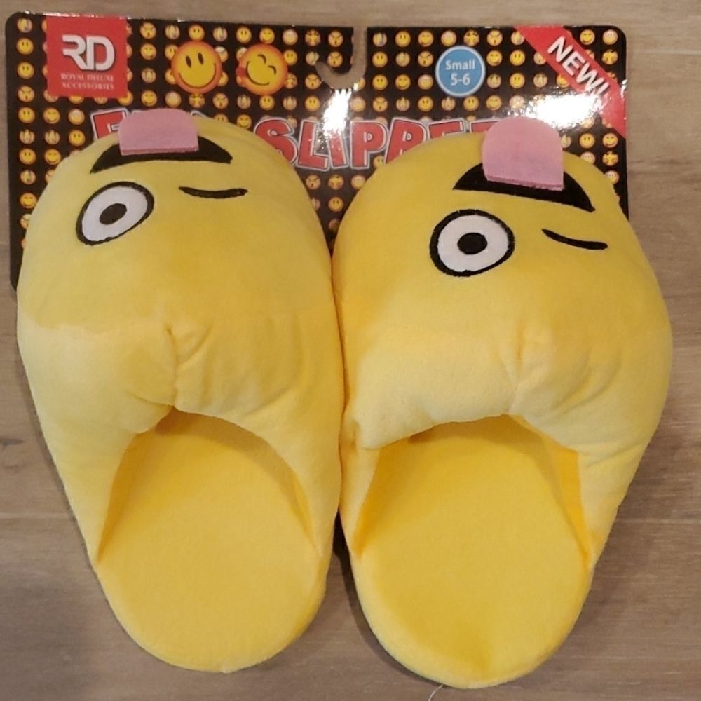 Yellow Emoji Slippers Sticking Out Tongue - Picture 2 of 4